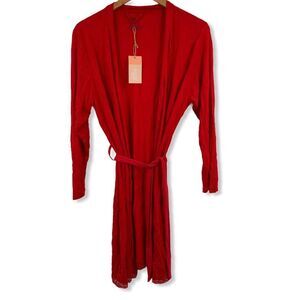 Blis Red Lace Trim Lightweight‎ Robe Medium New